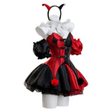 Déguisement Clown Robe Noire et Rouge Femme pour Halloween