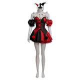 Déguisement Clown Robe Noire et Rouge Femme pour Halloween