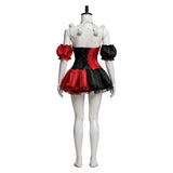 Déguisement Clown Robe Noire et Rouge Femme pour Halloween
