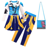 Déguisement Enfant KPop Demon Hunters Huntrix Rumi Mira Zoey Robe+Pantalon+Sac Costume en 3pcs