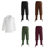 Déguisement Enfant Pirate Pantalon Viking Costume d'Halloween Noir/Brune/Vert/Rouge