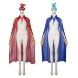 Déguisement Adulte Cape+Masque Rouge/Bleu pour Bal Masqué Halloween