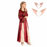 Déguisement Enfant Médiéval Fille Robe Verte et Rouge Costume pour Mardi Gras