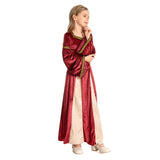 Déguisement Enfant Médiéval Fille Robe Verte et Rouge Costume pour Mardi Gras