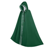 Déguisement Adulte Cape à Capuche avec Dentelle Costume Noir/Vert pour Halloween