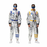 Déguisement Homme Astronaute Combinaison Costume Bleu/Jaune pour Halloween Carnaval