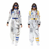 Déguisement Femme Astronaute Combinaison Costume Bleu/Jaune pour Halloween Carnaval