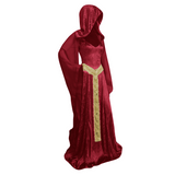 Déguisement Robe Longue à Capuche Vintage Noir et Rouge pour Halloween