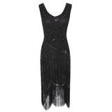 Déguisement Femme Robe à Paillettes Noir Vintage 1920s