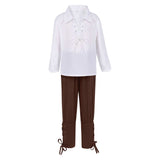 Déguisement Enfant Chemise+Pantalon Tenue de Pirate Médiéval Costume d'Halloween