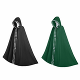 Déguisement Adulte Cape à Capuche avec Dentelle Costume Noir/Vert pour Halloween