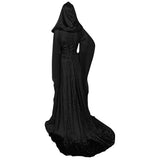 Déguisement Robe Longue à Capuche Vintage Noir et Rouge pour Halloween