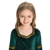 Déguisement Enfant Médiéval Fille Robe Verte et Rouge Costume pour Mardi Gras