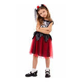Déguisement Catrina Fille Robe en Tulle Noire et Rouge pour Le Jour des Morts