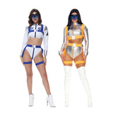 Déguisement Tenue Courte Sexy d'Astronaute Costume Bleu/Jaune pour Carnaval