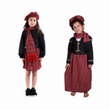 Déguisement Enfant Kilt Tenue Set Écossais pour Fille/Garçon Costume