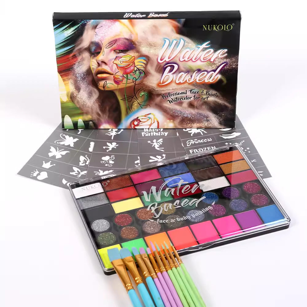 Accessoire Peinture Corporelle Hydrosoluble pour Maquillage Scénique Halloween 15/42 Couleurs