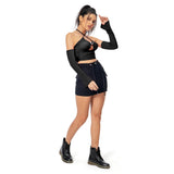 Déguisement Femme Y2K Débardeur Crop Top+Manchons Bras Noirs