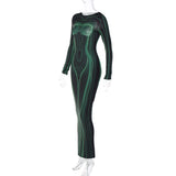 Déguisement Femme Y2K Robe Impression 3D Costume Vert