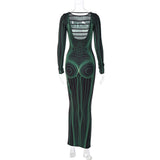 Déguisement Femme Y2K Robe Impression 3D Costume Vert