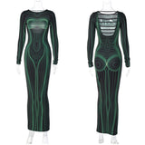 Déguisement Femme Y2K Robe Impression 3D Costume Vert