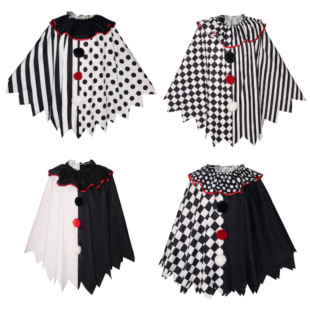 Cosplay Costume Art the Clown Terrifier Film Cosplay Cape Noire et Blanche Homme