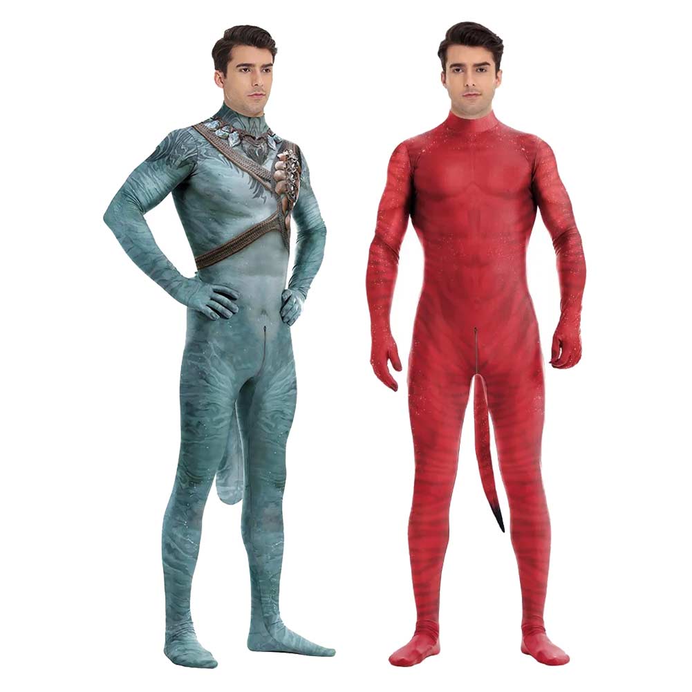 Déguisement Adulte Avatar Jake Sully Combinaison Verte/Rouge Costume d'Halloween