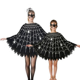 Déguisement Adulte & Enfant Cape d'Araignée Costume Noire pour Halloween Carnaval