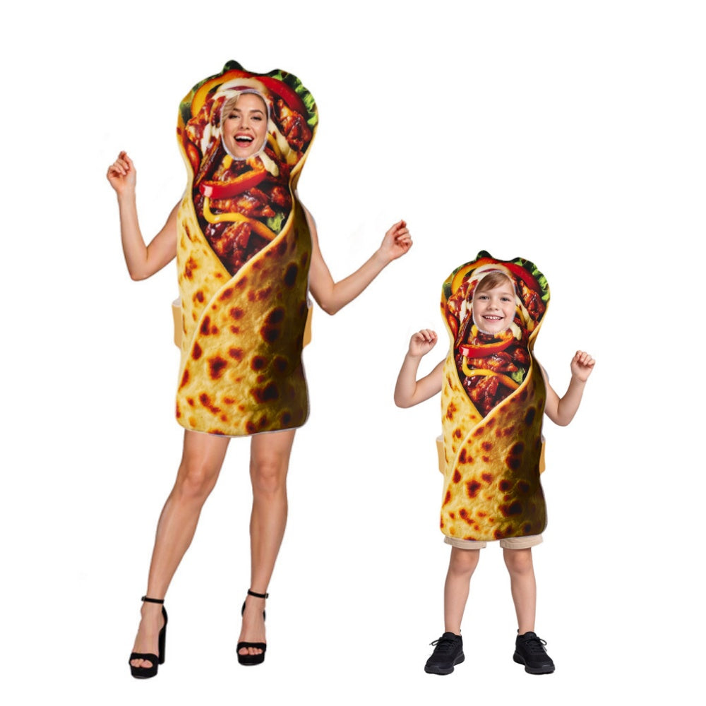 Déguisement Adulte &amp; Enfant Burrito Costume Amusant Tenue de Scène Parent-enfant pour Carnaval
