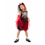 Déguisement Catrina Fille Robe en Tulle Noire et Rouge pour Le Jour des Morts