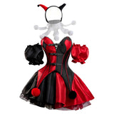 Déguisement Clown Robe Noire et Rouge Femme pour Halloween