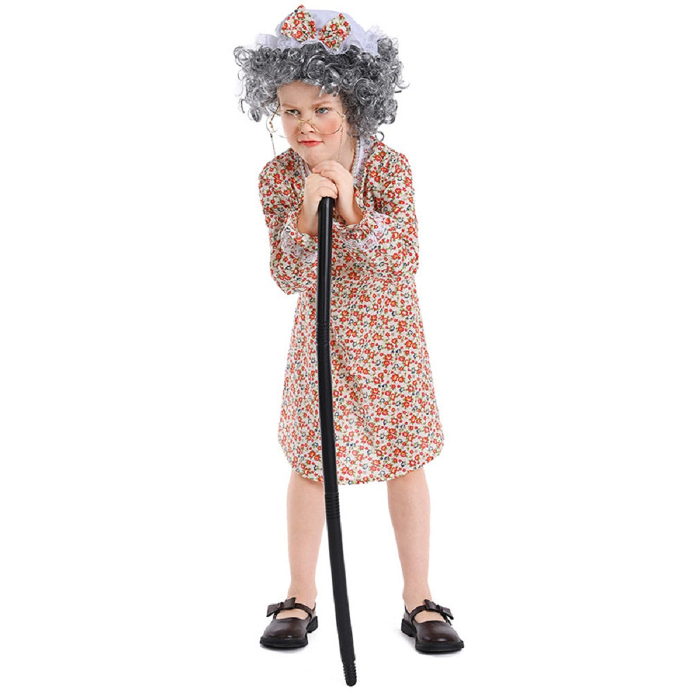 Déguisement Grand-mère Robe à Fleurs Costume Spectacle Fille pour Journée Mondiale du Livre