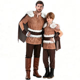 Déguisement Guerrier Viking Médiéval Tenue Marron pou Adulte et Enfant