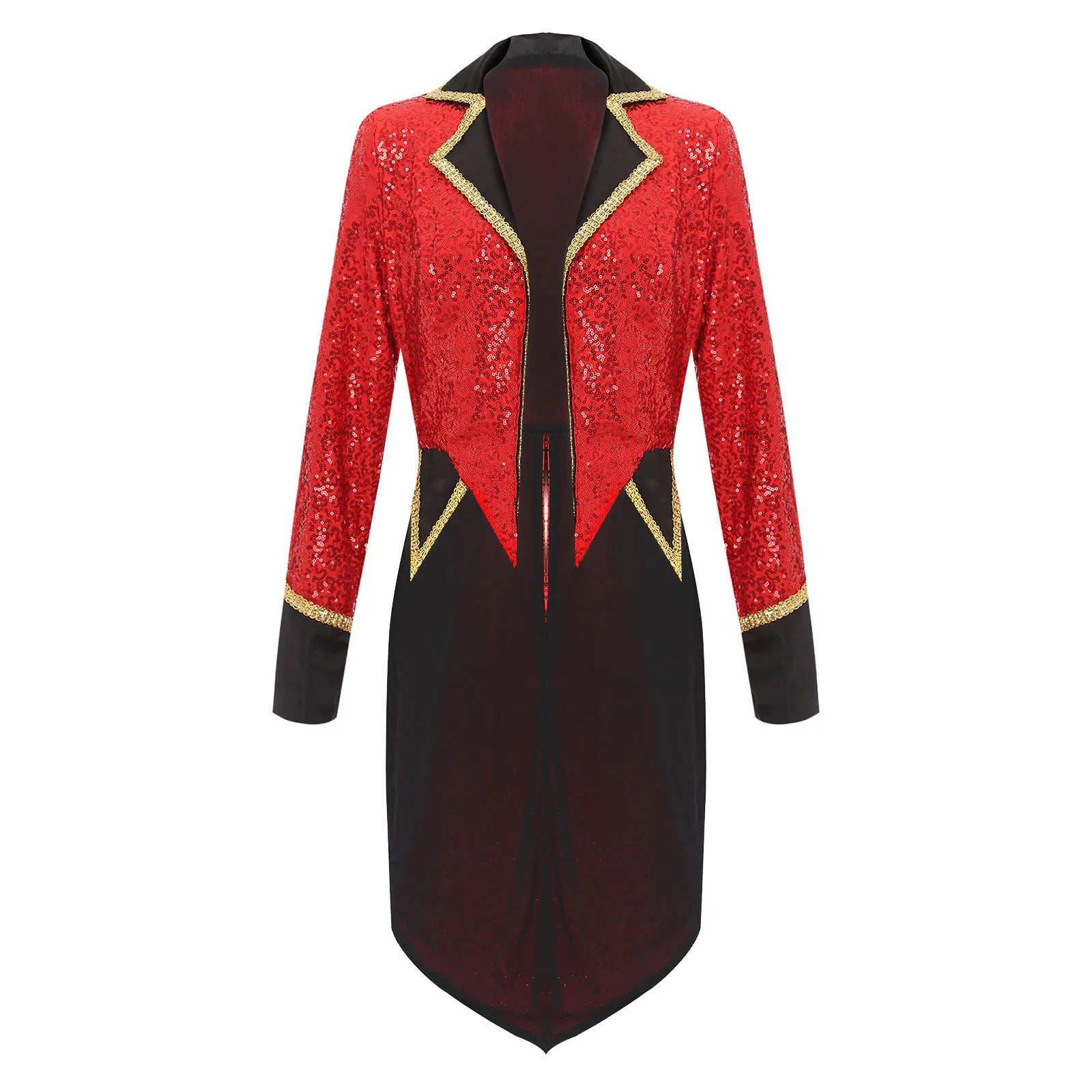 Déguisement Magicien Veste de Smoking à Paillettes Rouge Femme pour Halloween