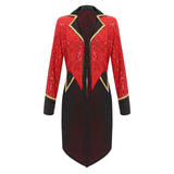 Déguisement Magicien Veste de Smoking à Paillettes Rouge Femme pour Halloween
