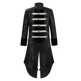 Déguisement Manteau Mi-Long Noire à Queue d'Hirondelle Style Gothique Steampunk Rétro Homme