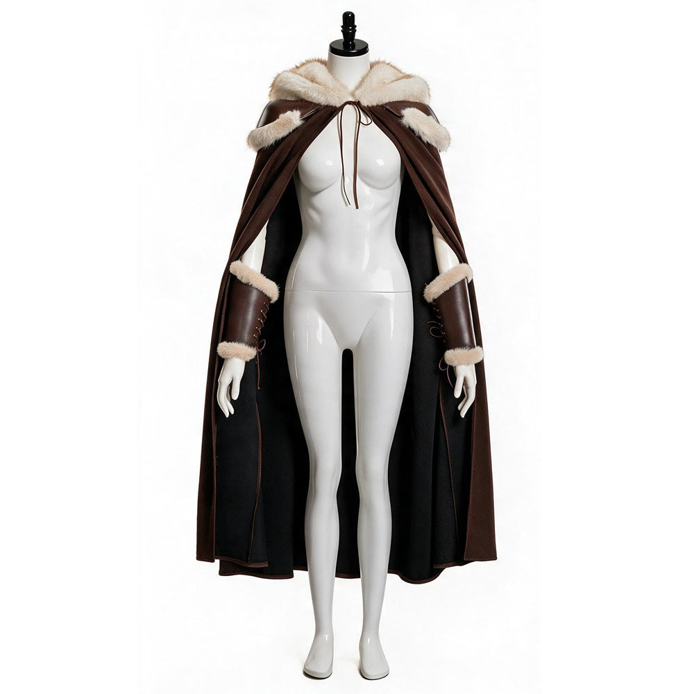Déguisement Manteau de Fourrure de Barbare Viking Médiéval Femme pour Halloween