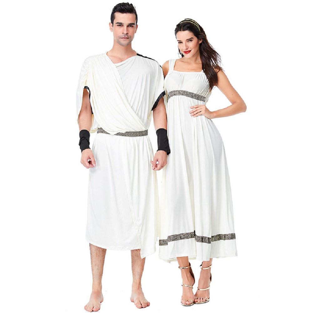 Déguisement Robe Blanche Romain Antique Costume de Couple pour Halloween