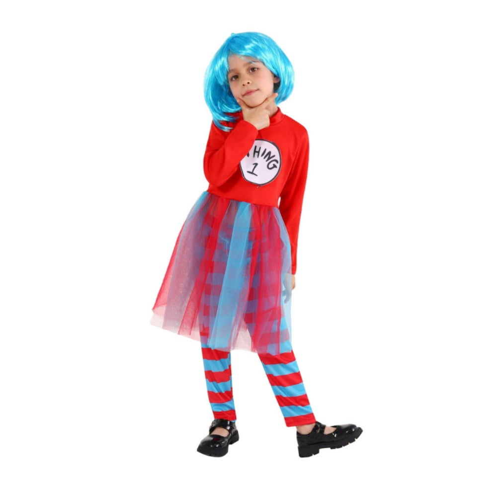 Déguisement Thing One+Thing Two Le Chat Chapeauté Tenue Rouge Enfant pour Journée Mondiale du Livre