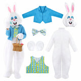 Déguisement Enfant Lapin Combinaison Blanche+Veste Bleue Costume de Pâques