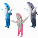 Déguisement Adulte Mignon Requin Bleu Rose et Argent Gonflable Costume Halloween