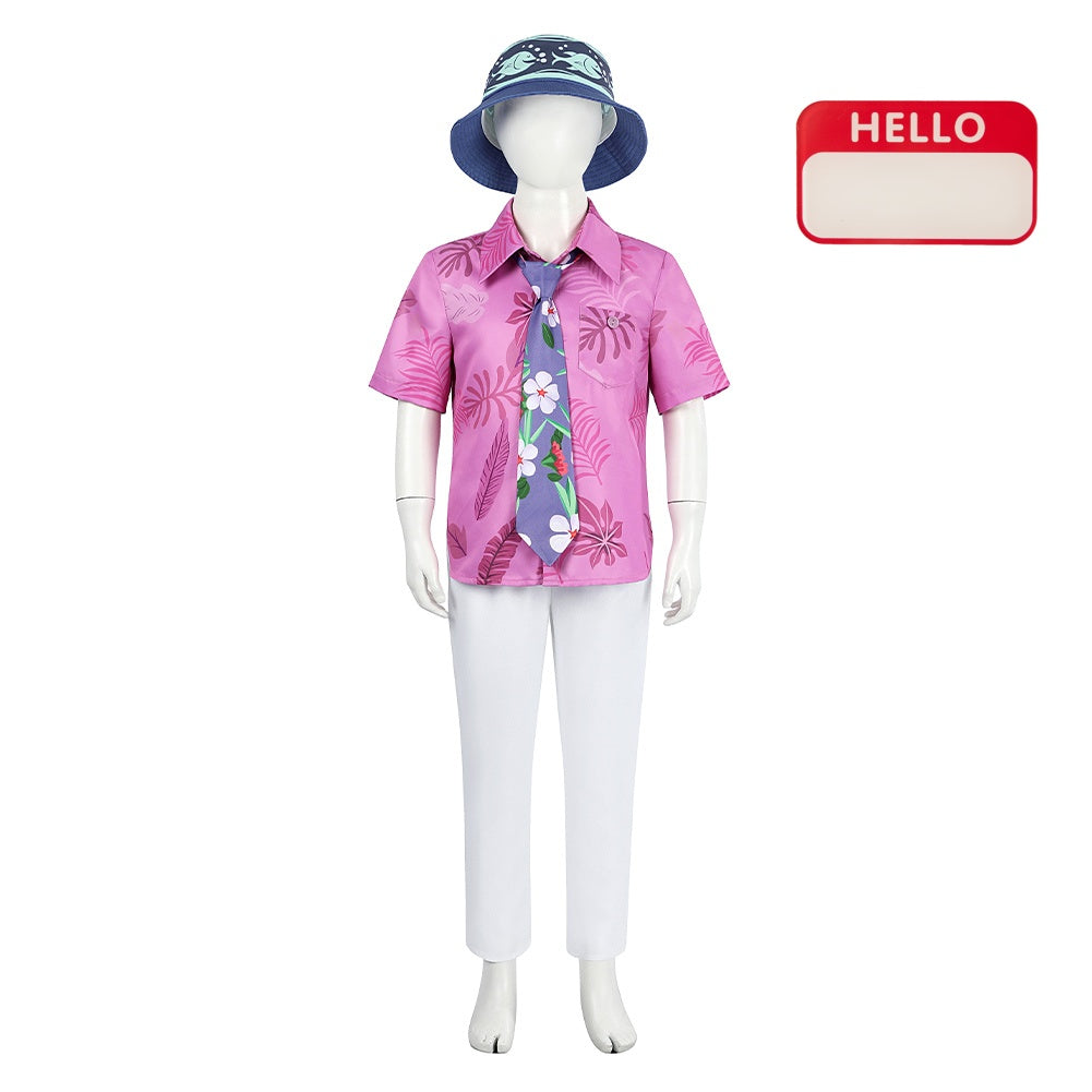 Enfant Zootopia 2(2025) Nick Wilde Chemise Rose Tenue Cosplay Costume Pièce de Poitrine