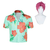 KPop Demon Hunters(2025) Saja Boys Abby Chemise Imprimée Verte Cosplay Costume Perruque 2