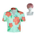 KPop Demon Hunters(2025) Saja Boys Abby Chemise Imprimée Verte Cosplay Costume Perruque