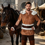 Déguisement Guerrier Viking Médiéval Tenue Marron pour Adulte et Enfant