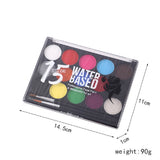 Accessoire Peinture Corporelle Hydrosoluble pour Maquillage Scénique Halloween 15 Couleurs