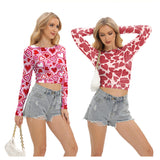 Déguisement Femme Haut Sexy Imprimé Cœur Pour La Saint-Valentin Costume