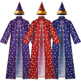 Déguisement Adulte&Enfant Ensemble de Cape+Chapeau de Magicien Sorcier