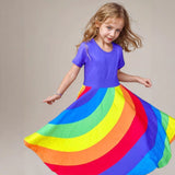Déguisement Fille Robe de Princesse Imprimée Arc-en-ciel Costume