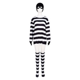 Déguisement Rayé Noir et Blanc du Voleur Adulte Costume Pour Halloween